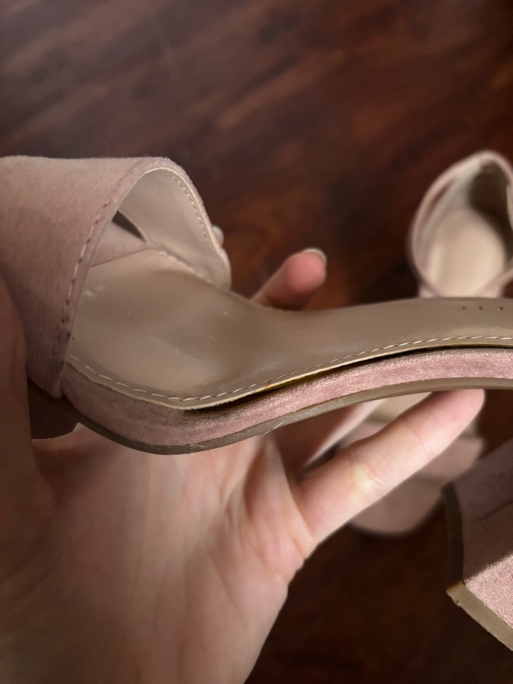 Kelly & Katie Dusty Pink Suede Block Heel Sandals - Picture 8 of 12